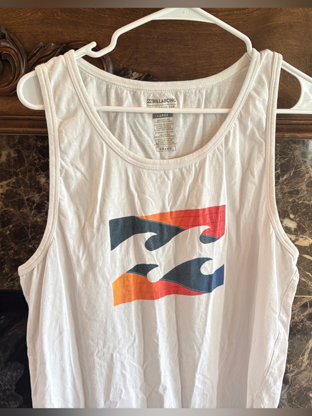 Billabong White Tank with Multicolor Wave Logo